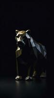 origami giaguaro su buio sfondo generativo ai foto