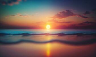 etereo tramonto cielo e oceano sfondo per un' sognante atmosfera foto