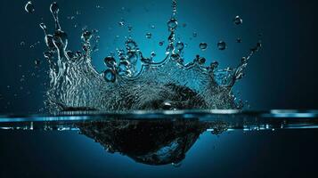 acqua spruzzo isolato nel blu sfondo, bellissimo spruzzi un' pulito acqua, generativo ai foto