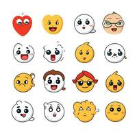 impostato di cartone animato facce espressioni, viso emoji, adesivi, emoticon, cartone animato divertente portafortuna personaggi viso impostare, generativo ai illustrazione foto