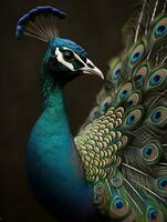 il radiante piume di un' colorato pavone, ai generativo foto