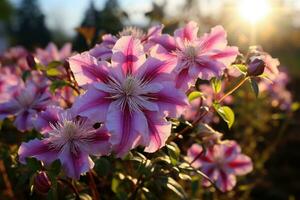 fioritura clematide nel il giardino. foto