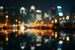 astratto notte scena, città luci bokeh crea un' ipnotizzante paesaggio urbano ai generato foto