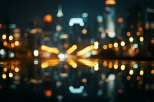 paesaggio urbano luci girare in ipnotizzante bokeh su un' sfocato notte ai generato foto