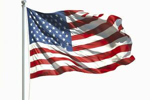 il bandiera di il unito stati di America isolato. solido bianca sfondo. ai generativo foto