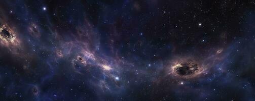 un' foto di molto buio stellato notte spazio prese a partire dal giacomo Webb spazio telescopio, notte cielo, buio nero e buio blu tono, nebulosa, ai generativo