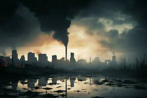 aria inquinamento nel il città è aggravato di industriale attività ai generato foto
