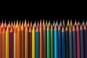 colorato matita disposizione, accademico vettore fondale nel vivido spettro ai generato foto