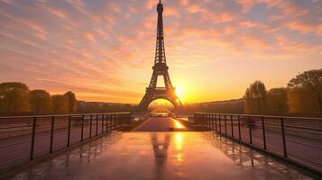 eiffel Torre Parigi Francia Alba. creare ai foto