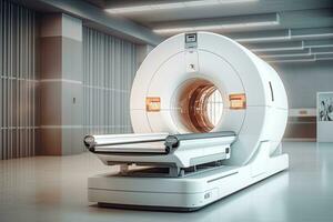 ct scansione, medico ct o mri scansione con un' paziente nel il moderno ospedale laboratorio. generativo ai foto