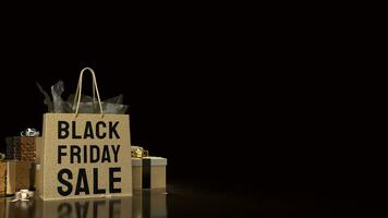il shopping Borsa e regalo scatola per nero Venerdì concetto 3d interpretazione foto