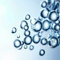 vettore cosmetico essenza, liquido bolla, molecola antiossidante di liquido bolla su acqua 3d sfondo. foto