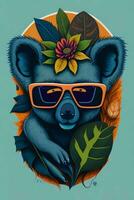 un' dettagliato illustrazione di un' koala per un' maglietta disegno, sfondo, e moda foto