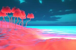 3d rendere neon estate beachscape generativo ai foto