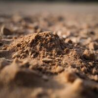 avvicinamento di un' granuloso sabbioso spiaggia generativo ai foto