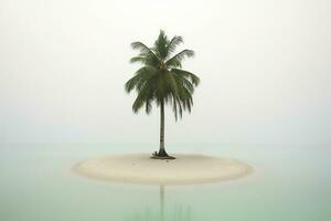 palma albero con panoramico paesaggio marino sfondo generativo ai foto