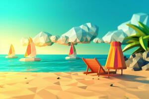 low-poly estate beachscape generativo ai foto