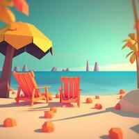 low-poly estate beachscape generativo ai foto