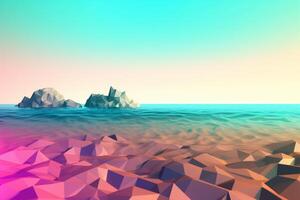 low-poly estate beachscape generativo ai foto