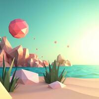 low-poly estate beachscape generativo ai foto