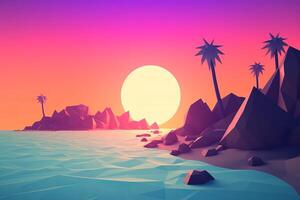 low-poly estate beachscape generativo ai foto