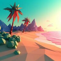 low-poly estate beachscape generativo ai foto