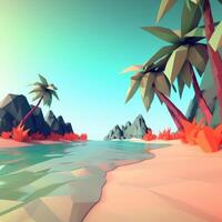 low-poly estate beachscape generativo ai foto