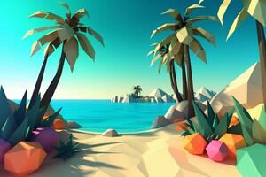 low-poly estate beachscape generativo ai foto