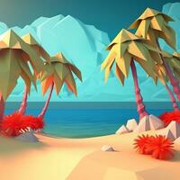 low-poly estate beachscape generativo ai foto