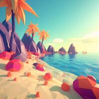 low-poly estate beachscape generativo ai foto