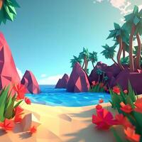 low-poly estate beachscape generativo ai foto