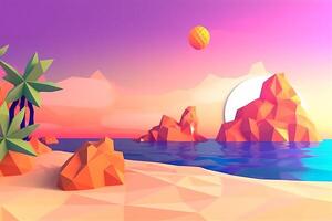 low-poly estate beachscape generativo ai foto