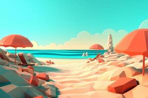 low-poly estate beachscape generativo ai foto