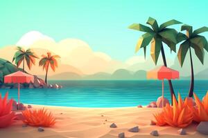 low-poly estate beachscape generativo ai foto