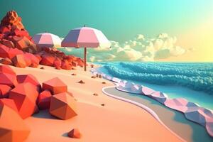 low-poly estate beachscape generativo ai foto