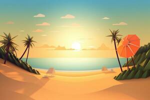 low-poly estate beachscape generativo ai foto