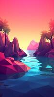 low-poly crepuscolo beachscape sfondo generativo ai foto