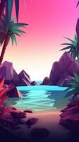 low-poly crepuscolo beachscape sfondo generativo ai foto