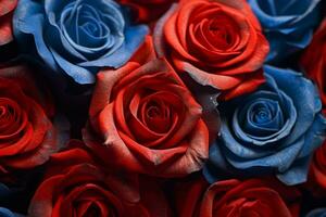 blu e rosso Rose struttura sfondo generativo ai foto