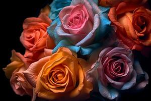 vivace multicolore Rose struttura sfondo generativo ai foto