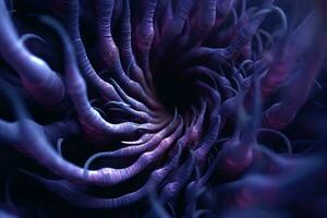 un astratto Immagine di un' viola verme generativo ai foto