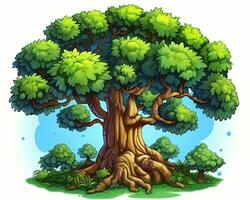 un illustrazione di un' cartone animato albero generativo ai foto