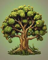 un illustrazione di un' albero con fiori su esso generativo ai foto