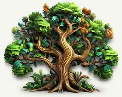 un illustrazione di un' albero con le foglie e rami generativo ai foto