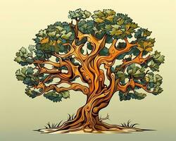 un illustrazione di un' albero con le foglie e radici generativo ai foto
