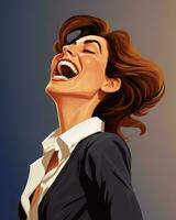 un illustrazione di un' donna ridendo generativo ai foto
