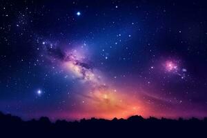 cosmico pendenza galassia orizzonte pittoresco stellato planetario universo grafico illustrazione generativo ai foto