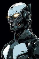futuristico cyborg androide umanoide robot Ciao Tech elegante grafico illustrazione generativo ai foto