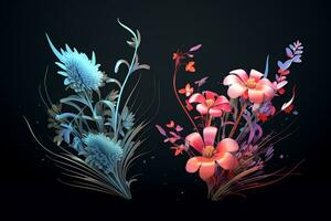 colorato vivace mano disegnato radiante unico fiori grafico illustrazione arte generativo ai foto