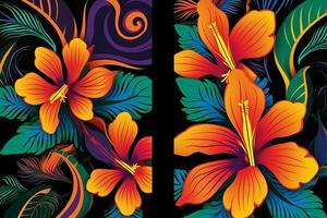 colorato vivace mano disegnato radiante unico fiori grafico illustrazione arte generativo ai foto